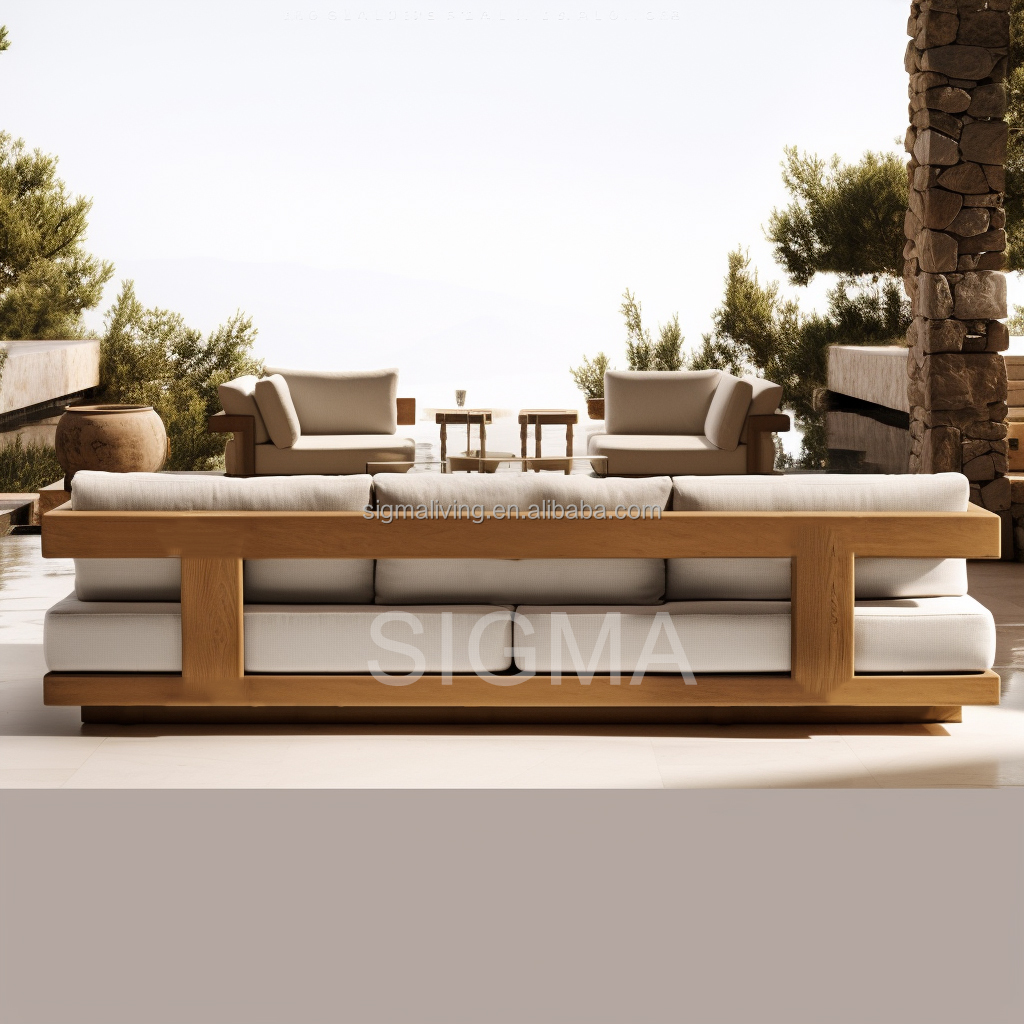 Outdoor Water-resistant Furniture Garden Wooden Frame Outdoor Sofa Set Teak Wood Sofa