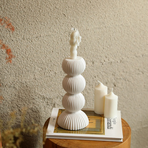 Modern Creative Black <strong>White</strong> <strong>Candlestick</strong> Tabletop Geometric Striped <strong>Candlestick</strong> - Product Image 3