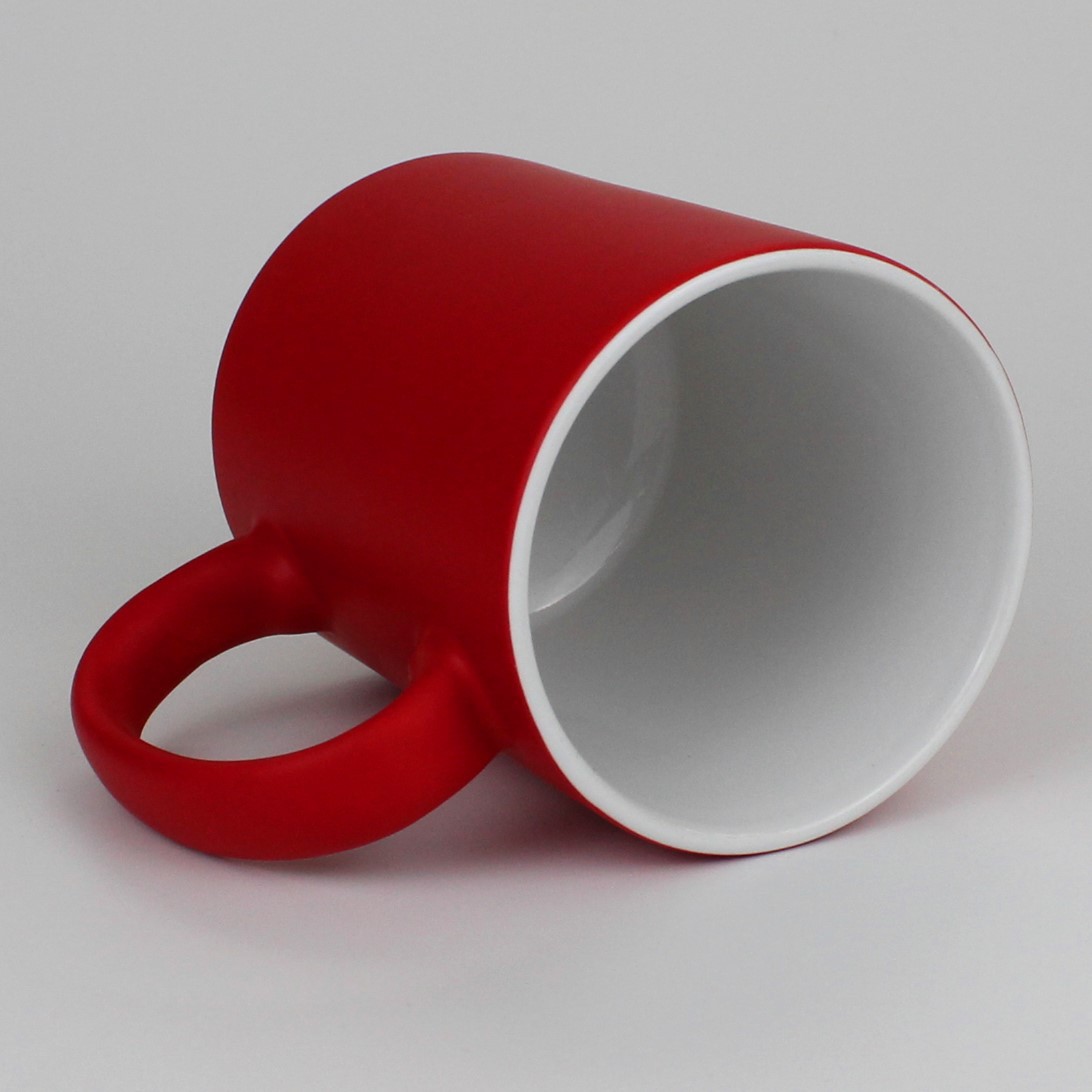 Taza que cambia de color, roja - empaquetada en una pequeña caja blanca