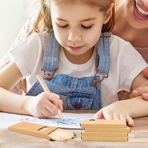 ดินสอสีขนาดเล็ก6ชิ้นกล่องกระดาษคราฟท์ออกแบบได้ตามต้องการขนาด3.5นิ้วดินสอสีสำหรับวาดภาพในห้องเรียน - Product Image 6