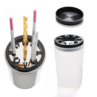 ZHI JIA Support professionnel pour pinceaux de nail art en plastique solide en forme de double main avec bouteille de nettoyage et clip amovible