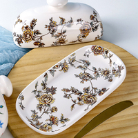 Boîte à beurre créative en céramique de style européen et américain avec couvercle, vaisselle pour le stockage et le service du beurre, des collations et du fromage