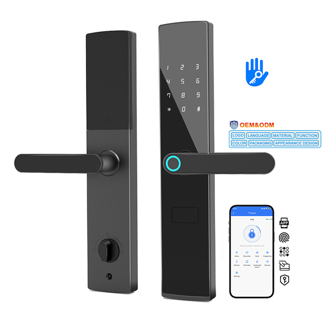 YiTechE TTlock Smart Door Lock Electronic Biometric Fingerprint Digital TT Gate Handle Lock with Fingerprint and Key