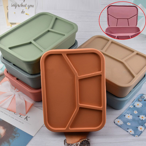 Food Grade Silicone Bento Lunch Box 4 <strong>Compartments</strong> Collapsible Lunch Box Silicon Food Storage Container With <strong>Lid</strong> - Product Image 5