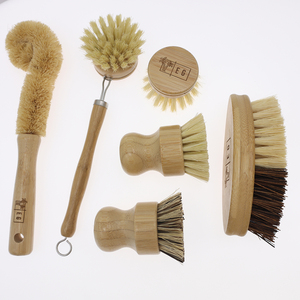 ZZhome Best Seller Mini spazzole per la pulizia di bambù manico in legno Tampico in fibra spazzole da cucina <span class=keywords><strong>Coco</strong></span> Sisal Wash pennelli - Product Image 4