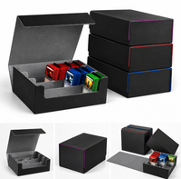 Caja de Almacenamiento de Cartas Deportivas de Cuero PU 2400+, Estuche para Cartas TCG, para Cartas con Funda Protectora Extraíble, Portátil, de Cuero PU