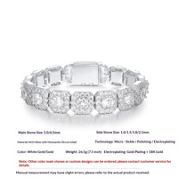 Bracelet Hip Hop en Argent Sterling S925 avec Moissanite Taille Émeraude et Diamants Effet Glaçon D VVS1, Testeur de Diamant Inclus, pour Hommes et Femmes, Idéal Cadeau
