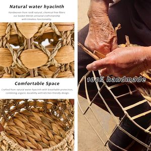 Vietnam Water Hyacinth Egg <b>Basket</b> with Leather Straps Farmhouse Egg Collecting <b>Storage</b> <b>Basket</b> - Product Image 5