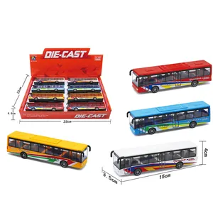 2024 Diecast Speelgoedvoertuigen Nieuwe 4 Kleuren Trekken Terug Diecast Min Legering Speelgoed Stadsbus Cast Auto Kinderen Speelgoedbus Voor Kinderen