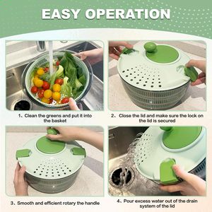 Bpa-miễn phí nhanh chóng Máy sấy Salad Spinner Thép không gỉ ép PP lưỡi cho trái cây khô Rau diếp Xách Tay USB nguồn điện - Product Image 6