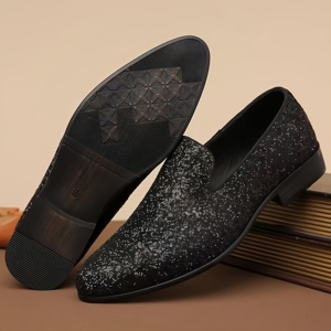 Mocassins de Luxe pour Hommes – Chaussures Habillées Dorées et Argentées à Paillettes, Idéales pour Mariages et Soirées – Chaussures Plates de Créateur de Haute Qualité à Enfiler pour Hommes - Product Image 2