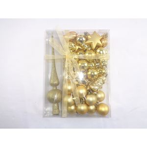 Juego de 34 Adornos de Plástico Dorados para Árbol - Product Image 1