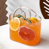 Tasse en verre créative en forme de sac à main, tasse à thé aux fruits célèbre sur internet, tasse à jus originale et très esthétique pour une sensation légèrement éblouissante.