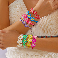 Bracelet RINHOO Bohème Coloré avec Breloque Fleur de Plumeria, Fait Main en Argile Polymère Tressée, Bijou pour Femme Idéal Plage d'Été