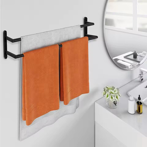 <span class=keywords><strong>Porte</strong></span>-serviettes mural double en acier inoxydable noir pour cuisine/salle de bain, support de barre <span class=keywords><strong>porte</strong></span>-serviettes - Product Image 1