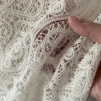 Tissu en dentelle brodée à motif paisley élégant 100% coton, motif guipure, écologique pour robe de mariée, robe de soirée