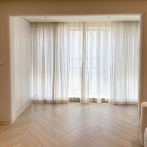 Simple Sheer Curtains White Polyester Pencil Pleat Rod Installation Light Transmission Modern Style Living Room Balcony Use - Product Image 2