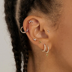 Boucles d'oreilles CANNER pour femmes en argent sterling 925 véritable, micro-incrustées de zircon, pour piercing nasal ou cartilage, bijoux - Product Image 2
