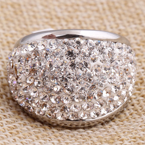 Bague en acier inoxydable pour femme, sertie de diamants, forme géométrique ronde, bijoux de fête, bagues tendance - Product Image 3