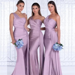 Vestido <span class=keywords><strong>de</strong></span> <span class=keywords><strong>Dama</strong></span> <span class=keywords><strong>de</strong></span> Honor Estilo Sirena con un Hombro 2023 Elegante <span class=keywords><strong>de</strong></span> Satén Elástico para Fiesta <span class=keywords><strong>de</strong></span> Boda - Product Image 5