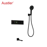 Système de douche thermostatique à main moderne en cuivre gris fusil avec 3 fonctions