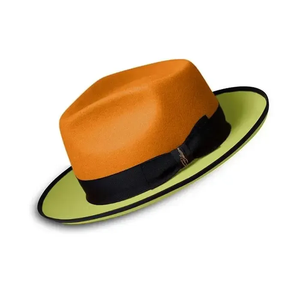 Orange Green Wool Fedora <b>Hat</b> With Black Band Unisex Adult Size 56-58CM Formal Fashion Casual Style Four Seasons Wear - Product Image 2