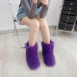 Mujeres Y2K Cool Winter Fashion Short Faux Fur Snow Boots Hot Girl Style Tassel Punk Shoes - Product Image 2