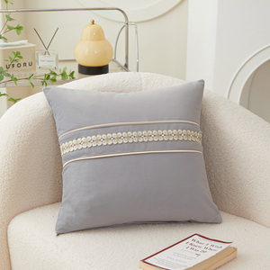 Nordic Solid Color <strong>Decorative</strong> <strong>Throw</strong> <strong>Pillow</strong> Soft Mink Butterfly Lace Patchwork Cushion Cover - Product Image 5