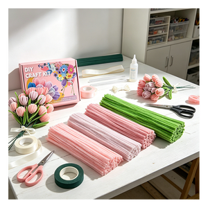 ชุดอุปกรณ์งานฝีมือ DIY เพื่อการศึกษาสำหรับเด็ก ของเล่นทำมือสร้างสรรค์  ชุดอุปกรณ์ทำความสะอาดท่อเชนิลล์กำมะหยี่ และอุปกรณ์ตกแต่งท่อเชนิลล์ - Product Image 5