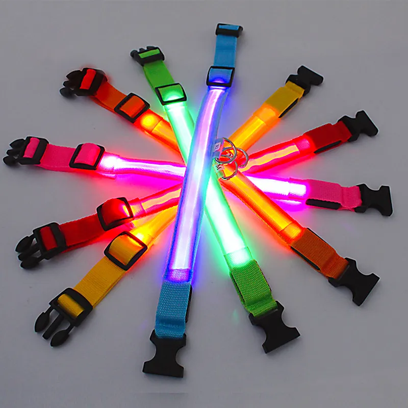 Led Glowing Dog Collar Adjustable Flashing Rechargeable Luminous Collar Night Anti-Lost Dog Light Harness