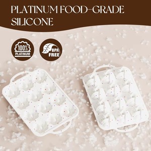 Factory Beige 12 Cups LFGB Non Stick BPA Free Metal Reinforced Frame <b>Silicone</b> Cupcake Pan Muffin Baking Mold - Product Image 1