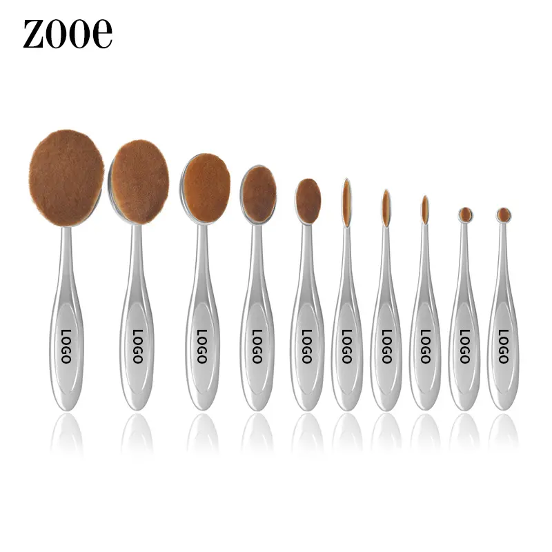 Wholesale Custom LOGO Makeup Blush Toothbrush Type Silvery Makeup Brush Set For Women Cosmetic Promotion Gift