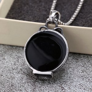Nordic Retro Stainless Steel Men's Pendant Gothic <b>Magic</b> Mirror Necklace Charm Skeleton Asymmetry Geometric Design Party Gift - Product Image 3
