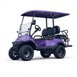 Carrito de Golf Eléctrico Morado de 4 Plazas con Techo y Parabrisas, Ruedas y Neumáticos Negros, Peso en Vacío de 300-400 kg, Velocidad Máxima de 30 km/h - Product Image 1