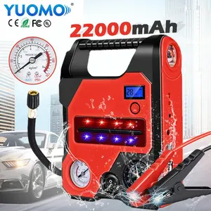 12V Battery Charger Jump Starter Car Portable Power Bank With Air Compressor Tire Inflator