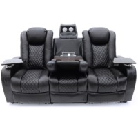 Geeksofa, asiento de teatro reclinable eléctrico con reposacabezas eléctrico, mesa desplegable sobre la cabeza, diseño de Control táctil, toma de corriente de luz