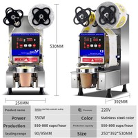 Scelleuse de gobelets en acier inoxydable personnalisée, machine de scellage intelligente entièrement automatique, compatible avec les gobelets de 90/95 mm pour le thé au lait, les jus de fruits