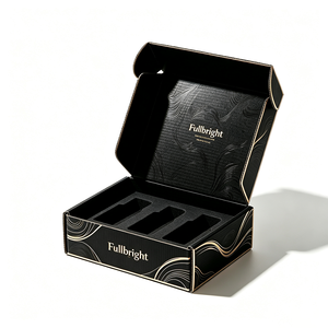 Boîte d'expédition en carton ondulé personnalisée avec impression recto-verso, marquage à chaud et emballage plat - Recyclable pour huiles essentielles - Product Image 1