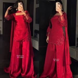 Full Sleeve Readymade Silk <b>Top</b> Lehenga with Dupatta Set for Women Party Heavy Embroidery 5mm Sequence Work Suit - Product Image 5