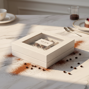 Caja <span class=keywords><strong>de</strong></span> Regalo <span class=keywords><strong>de</strong></span> Cartón con Ventana Transparente y Tapa Personalizada, Fabricada con Lámina Dorada Mate, para Pastelería, Dátiles, <span class=keywords><strong>Chocolate</strong></span> - Product Image 1