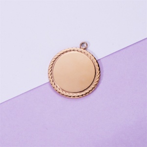 Offre Spéciale – Breloques Pendentifs Ronds Lisses en Acier Inoxydable Poli Miroir avec Logo Gravé au Laser, Motif Géométrique Dentelle, Accessoires de Bijouterie - Product Image 5