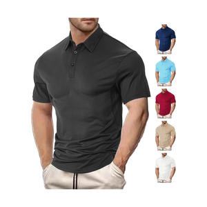 Camiseta de Manga Corta para Hombre, Estilo Europeo y Americano, Camiseta Polo de Algodón Perlado con Cuello Holgado, Informal y a la Moda para Verano - Product Image 3