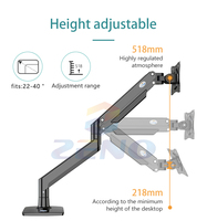 Support double pour moniteur, support de moniteur de bureau réglable en hauteur, 360° °   Support de moniteur pivotant et inclinable pour écrans de 17 à 32 pouces, ZENO M12D/B