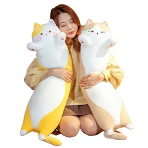 AIFEI jouet 90cm gros gros chat en peluche mignon gras maison chat oreiller lit d'enfant longue bande poupée pour fille cadeau