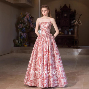 Robe <span class=keywords><strong>de</strong></span> fiançailles <span class=keywords><strong>de</strong></span> luxe léger pour mariée, nouvelle collection, style banquet français, petite taille, en organza, motif floral, couleur bonbon, été - Product Image 1
