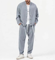 Mode hommes Cardigan vestes + pantalons ensembles de vêtements de sport hommes solide survêtement Sport costume survêtement décontracté hommes survêtements 5 couleurs
