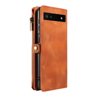 Dompet Kulit PU untuk Google Pixel 6A, 9 Slot Kartu + Kantong Koin Ber-resleting, Penyangga, Pemblokir RFID, 360 °   Perlindungan