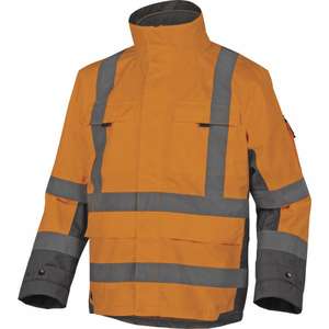DELTA PLUS - TARMAOGTM Parka 4 en 1 de poliéster Oxford con revestimiento de poliuretano gris anaranjado fluorescente de alta visibilidad, ROPA DE TRABAJO, para uso en el trabajo - Product Image 1