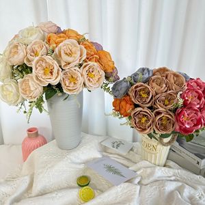 Rosas artificiales de seda Mezzi Austin de 7 cabezas para decoración de bodas y hogar - Product Image 3