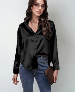 Camicette da donna Ohsisa eleganti top <span class=keywords><strong>camicia</strong></span> Casual di seta di raso camicie larghe da donna <span class=keywords><strong>a</strong></span> <span class=keywords><strong>maniche</strong></span> lunghe da ufficio camicette da ufficio - Product Image 4